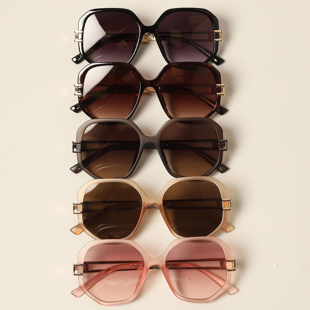 Women's Unique Temples Geometric Sunglasses