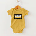 Mix Tape Cassette On Mustard Baby Bodysuit-M-6 months