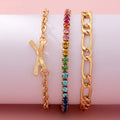 Multi Rainbow Crystals & Mixed Chains Bracelet