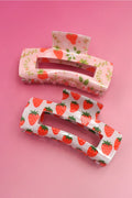 Jumbo Strawberry Cottagecore Hair Claw Clips