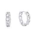 14K Gold Dipped Link Hoop Earrings-White Gold