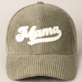 Mama 3D Embroidered Fuzzy Patch Corduroy Cap
