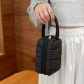 Quilted Puffy Cosmetic Makeup Pouch Clutch Bag-Black