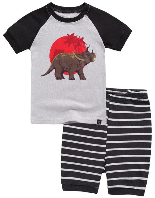 -Summer Dino Short Sleeve Pajama Set-2T