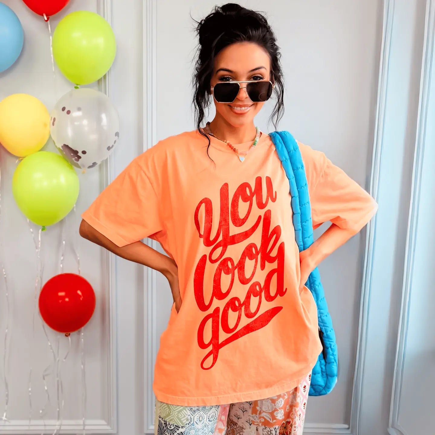 You Look Good Tee-Neon Cantaloupe-S