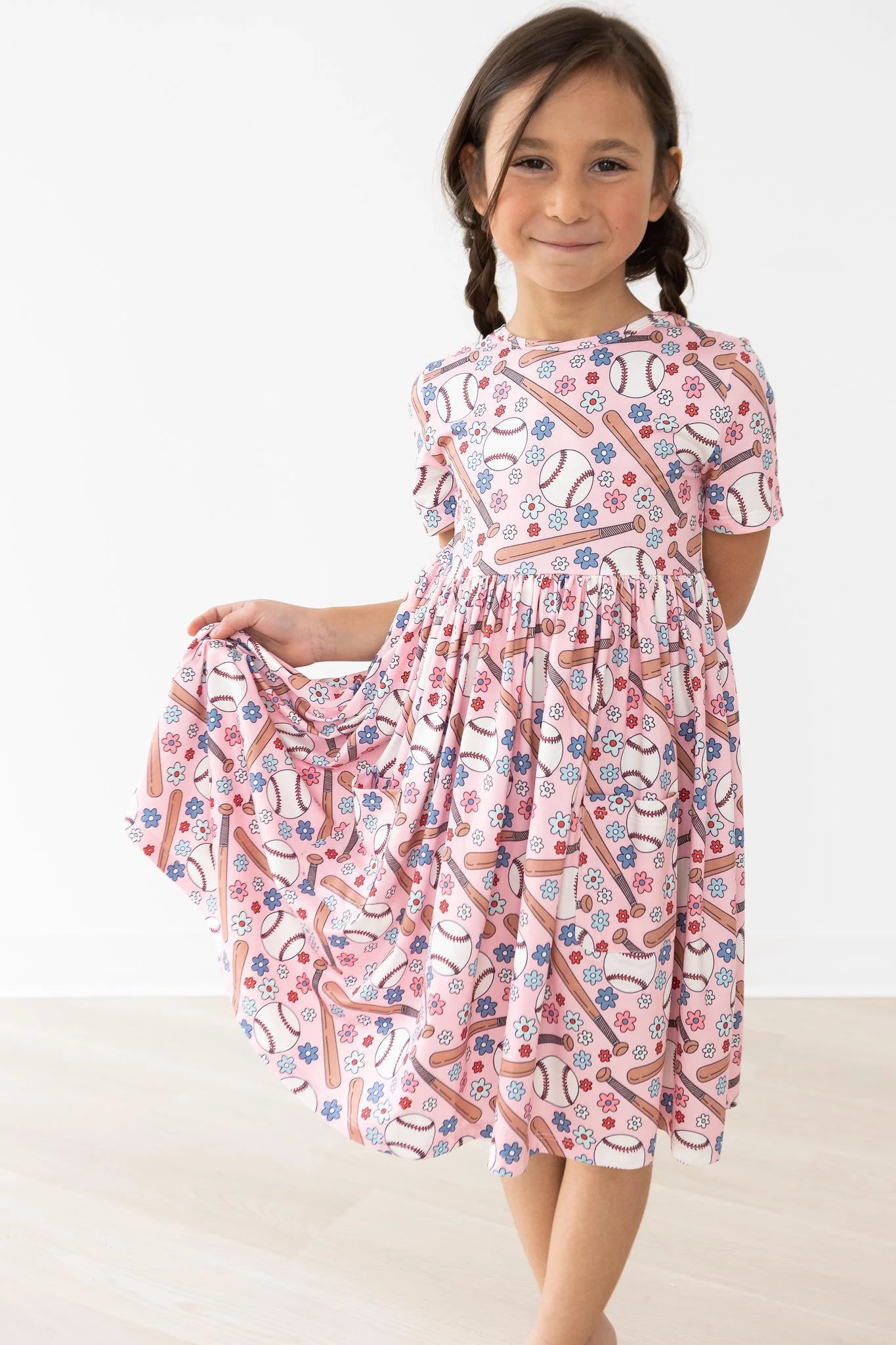 Batter Up S/S Pocket Twirl Dress 3T