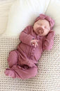 Boysenberry Bamboo Waffle Ruffle Zipper Footie-0-3 months
