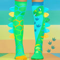 GREEN ROAR DINOSAUR SOCKS - 6 AND UP