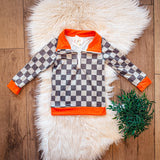 Olive Checkered Quarter Zip - 3T