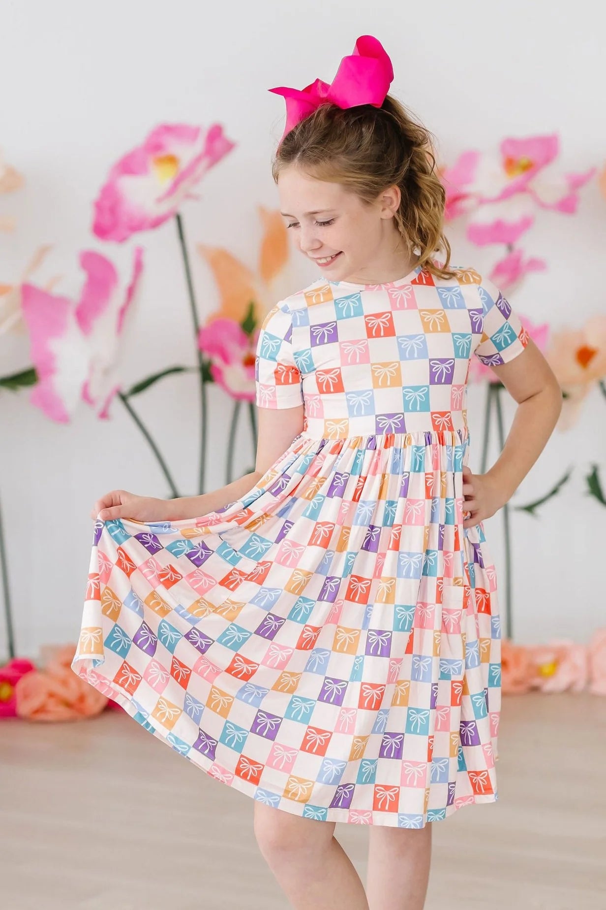 Rainbow Ribbons S/S Pocket Twirl Dress 3T