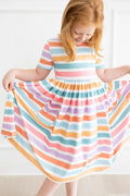 Spring Stipes S/S Pocket Twirl Dress 2T