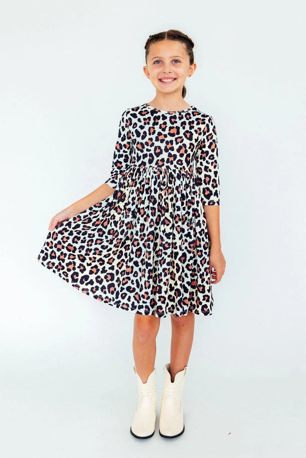 Wild One 3/4 Sleeve Pocket Twirl Dress 4T