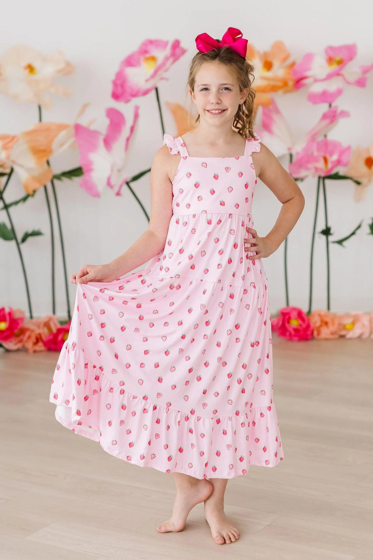 Sweet Strawberries Ruffle Maxi Dress 2T