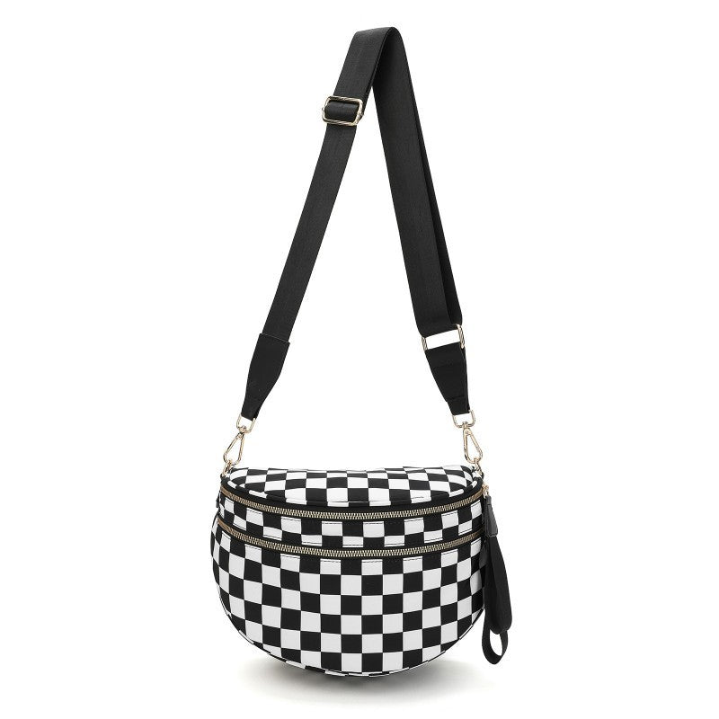 Crossbody Zipper Removal Strap Sling Bum Bag-Black