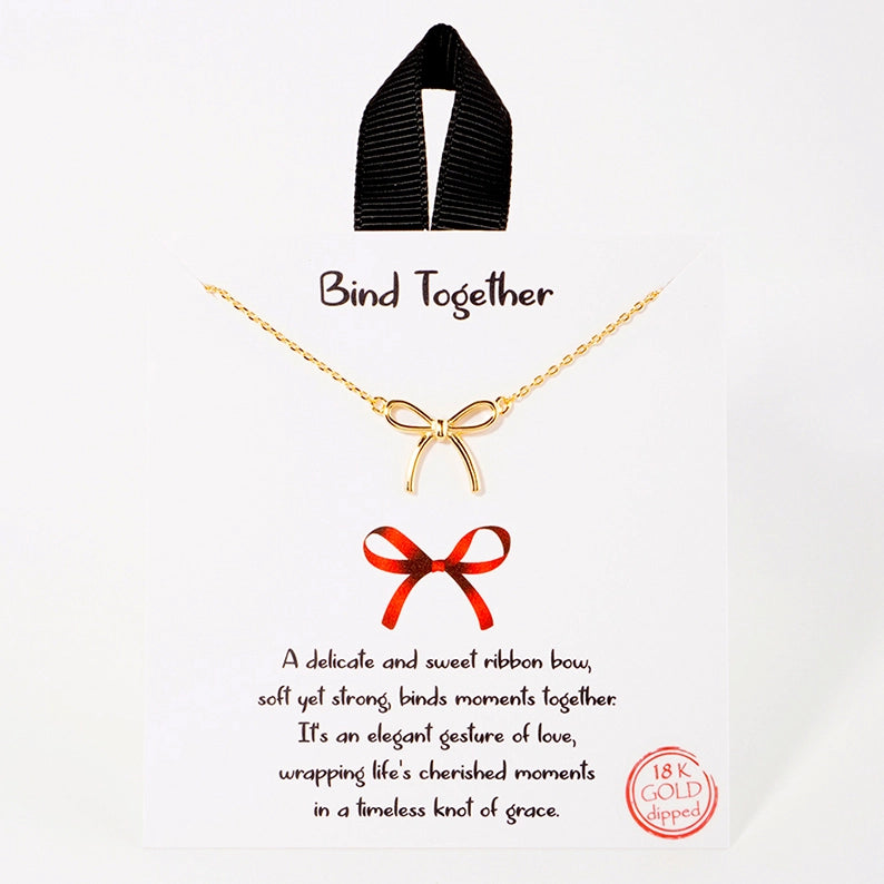 Gold Dipped Girls Bow Charm Necklaces