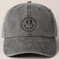 Happy Face Embroidered Cotton Baseball Cap