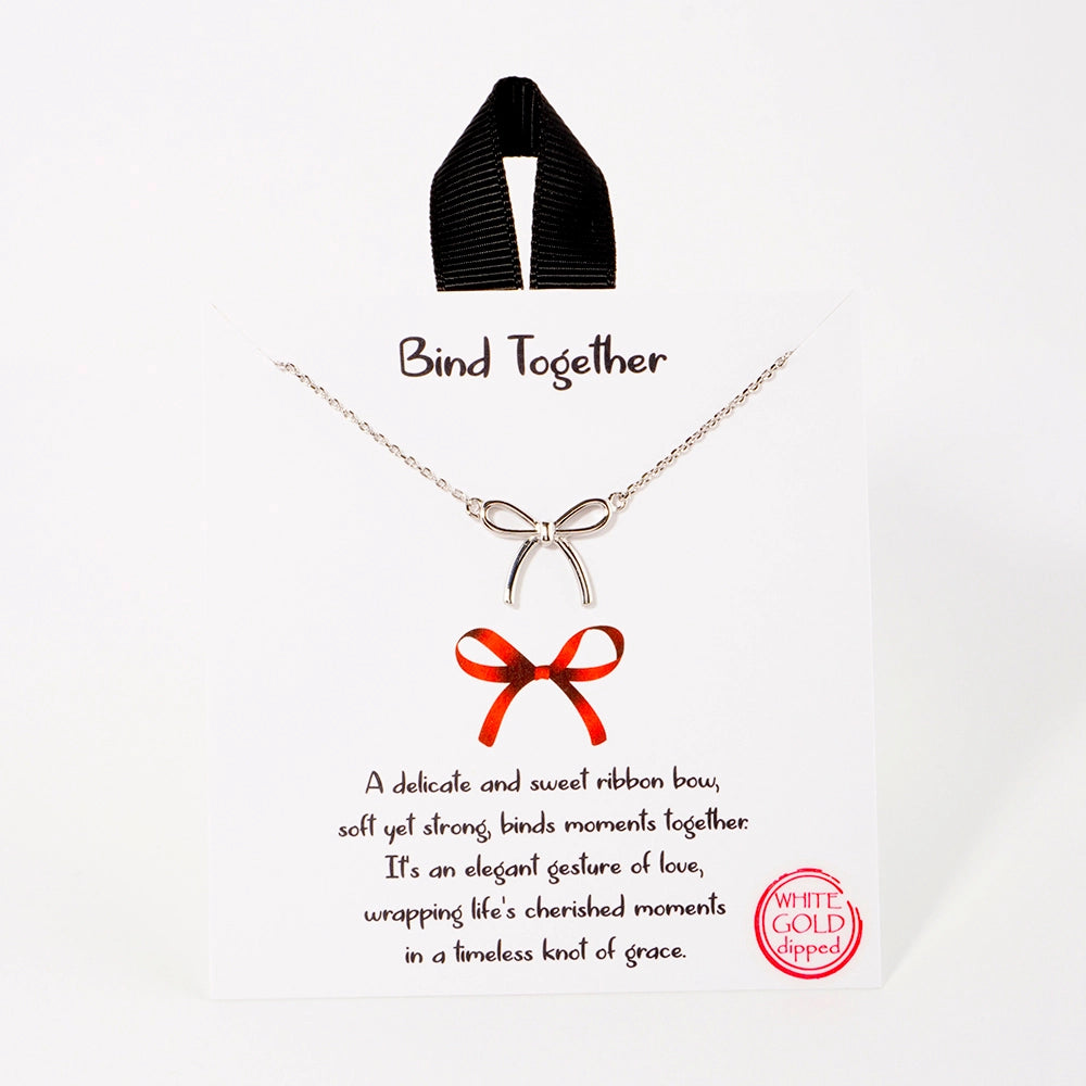 Silver Dipped Girls Bow Charm Necklaces