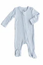 Ice Blue Bamboo Waffle Zipper Footie - 0-3m