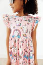 Rainbow Purr-fection Flutter Sleeve Twirl Dress - 3t