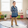 Gingham Dino Hoodie-3T