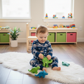 Gingham Dino Infant Romper - 0-3M